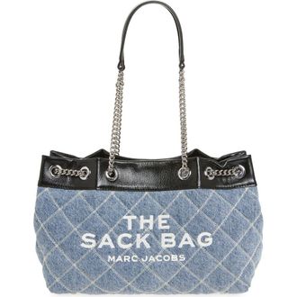 Marc Jacobs The Quilted Denim Chain Sack Bag in Light Wash Indigo at Nordstrom