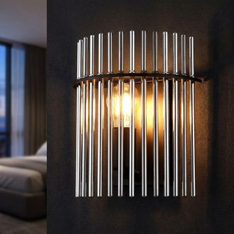 Globo Lighting Lampada Da Parete A Led Aste In Vetro Lampada Da Soggiorno Nero Fumo Lampada Da Parete Camera Da Letto, Metallo, 7w 806lm Bianco Caldo, Lxlxh 12,5x25x