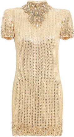 Jenny Packham Kitty Crystal-Embellished Turtleneck Mini Dress in Illusion at Nordstrom, Size 10 Uk