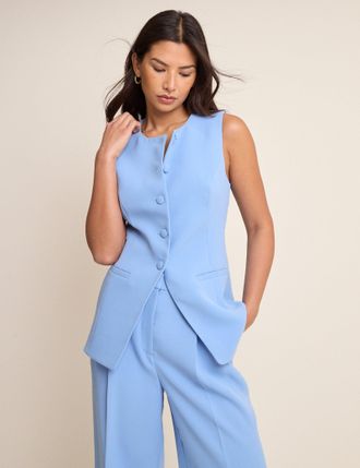 Nobody's Child Blue Longline Crew Neck Waistcoat