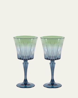 Luisa Beccaria Green Shaded Stemmed Wine Glasses, Set of 2