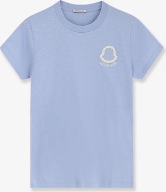 Moncler T-shirt in cotone con logo floccato frontale - MONCLER - gender_Woman