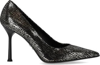Sergio Levantesi Zwarte en Zilveren Leren Pump - Dames - Pumps - Zwart - 37 1/2 EU - Leer - Schoenen
