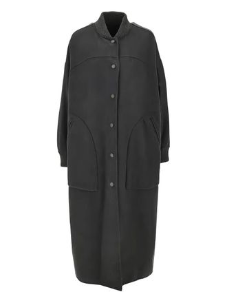 Max Mara rib-knit pocket parka coat - women - Virgin Wool/Polyamide - 46 - Grey