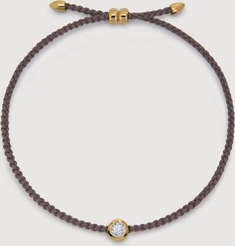 Monica Vinader Gold Solitaire Diamond Cord Bracelet Lab Grown Diamond