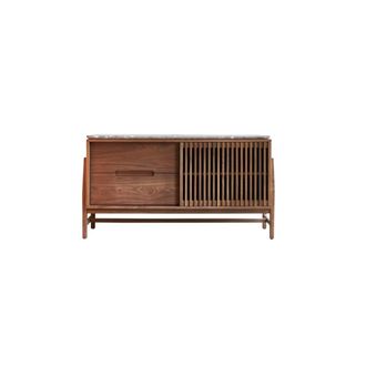 Tikamoon Aparador de nogal macizo y terrazo pr&eacute;mium de 140 cm