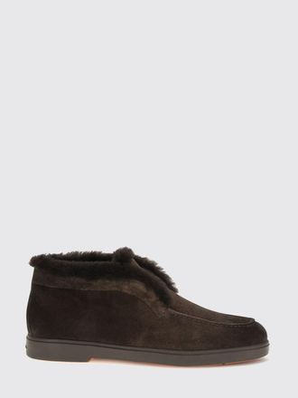 Santoni Stivali al ginocchio in camoscio con interni in shearling