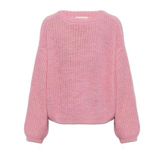 American Vintage Cyrow Decoratieve Gebreide Trui - Dames - Ronde hals truien - Roze - M/L - Wol - Truien & Vesten