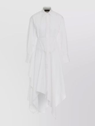 MUGLER cotton poplin shirtdress asymmetric hem cuffs