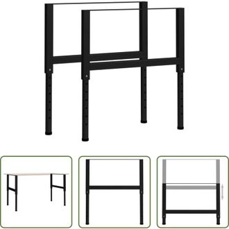 vidaXL Telaio in metallo - Telai per Banco da Lavoro 2 pz in Metallo 85x(69-95,5) cm Neri