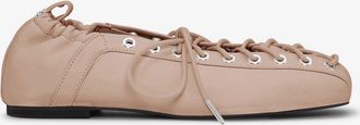 Ganni Beige Lace-Up Ballerinas in - Size 10 Recycled Leather