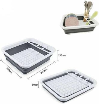 Trade Shop Trade Shop - Scolapiatti Scola Piatti Posate Pieghevole In Plastica Con Vassoio Salvagoccia