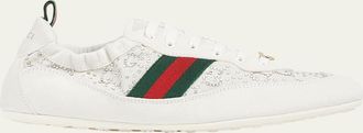 Gucci Shift Crystal Mesh Low-Top Sneakers