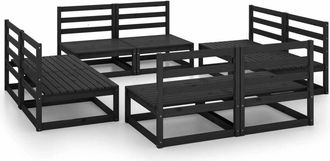 vidaXL Juego De Muebles De Jard&iacute;n 8 Piezas Negro Madera Maciza De Pino Vidaxl