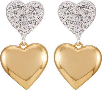 Guess Two-Tone Heart Drop Earrings in Two Tone at Nordstrom Rack
