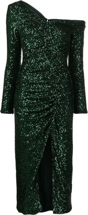 Self Portrait sequin-embellished midi dress - women - Elastane/Polyester/Polyester/Elastane - 8 - Green