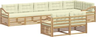 vidaXL Conjunto De Sof&aacute;s De Exterior 8 Uds. Blanco Y Crema Poli&eacute;ster Vidaxl