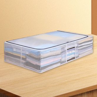 Infinite Transparente Aufbewahrungsbox Aus Netzgewebe Mit Deckel F&uuml;r Kleidung, 70 Liter Fassungsverm&ouml;gen, Metallrahmen, Ma&szlig;e 80 X 47 X 18 Cm, Wasserdicht, Gro&szlig;