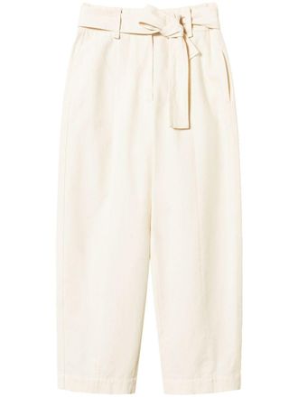 Twin-Set belted gabardine trousers - women - Cotton/Lyocell/Acetate/Polyester - 46 - White