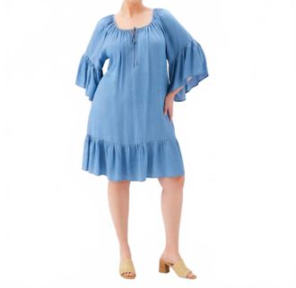 Karen Kane Ruffle Hem Dress In Chambray