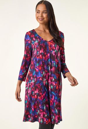 Roman V-Neck Swing Dress