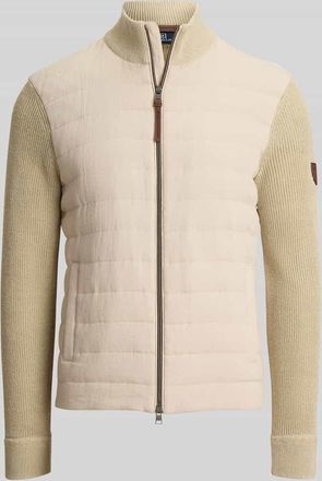 Polo Ralph Lauren Regular Fit Strickjacke aus Material-Mix mit Steppeinsatz in Beige, Gr&ouml;&szlig;e XXL