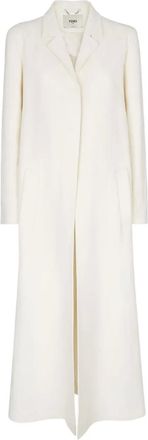Fendi linen single-breasted coat - White