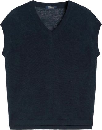 Max Mara V-neck Knitwear, female, Blue, Size: S Gilet in maglia