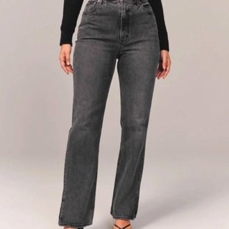 Abercrombie & Fitch 90S Curve Love Ultra High Rise Straight Jeans In Black, Gray