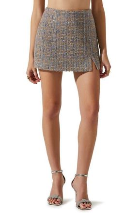 ASTR the Label Covina Tweed Miniskirt in Blue Taupe at Nordstrom, Size Medium