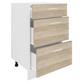 ebuy24 Gabinete De Cocina Vcm Dimensiones Aprox. Al. 82 X An. 50 X. T. 46 Cm Gabinete Inferior Con Tres Cajones Muebles De Cocina - Esilo (blanco / Roble Son