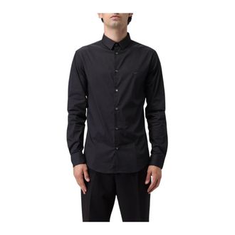 Emporio Armani Overhemden, Heren, Zwart, L, Katoen, Klassiek Wit Overhemd