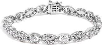 House of Brilliance 10K White Gold 2.0 Cttw Diamond Milgrain Cluster Link Bracelet at Nordstrom, Size 7.25