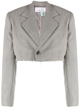Natasha Zinko Blazer crop con revers a lancia - Grigio