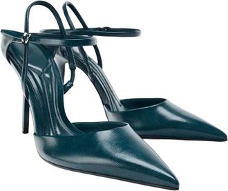 Generic Women Pointed Toe High Heel Sandals Ankle Elegant Spaghetti Patent Leather Dress Shoes Blue