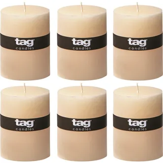 Tag Ivory Pillar Candles Unscented Long Burning Set of 6 in Beige at Nordstrom