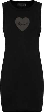 Dsquared2 Black Black Heart Logo Dress