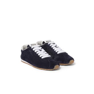 Miu Miu Plume Suede Sneakers, Woman, Navy, Size 36,5