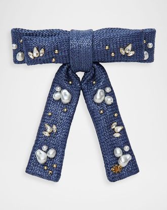 Lele Sadoughi Azure Antoinette Oasis Embellished Bow Barrette