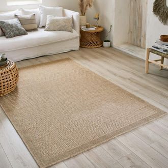 Sweeek Alfombra interior/exterior efecto tela de yute beige