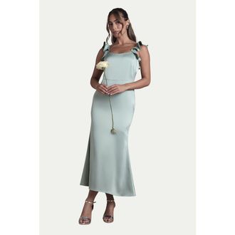 Oasis Satin Bridesmaid Midi Dress in Sage at Nordstrom, Size 10