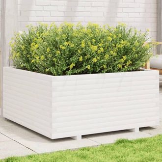 Berkfield Home Garden Planter White 100x100x49.5 cm Solid Wood Pine