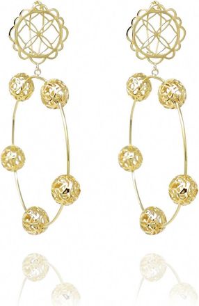 Georgina Jewelry Womens Flower Sphere Hoops Earrings In Gold