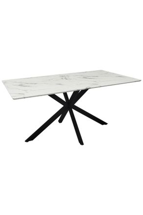 MID.YOU Mid.you Esstisch, Schwarz, Weiß, Metall, Holzwerkstoff, rechteckig, Flachrohr, 160x90x76 cm, Bsci, Esszimmer, Esszimmerserien