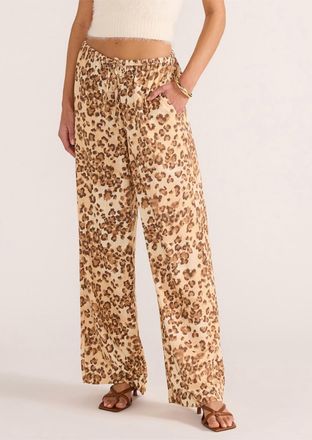 Minkpink Arden Drawstring Pants In Leopard