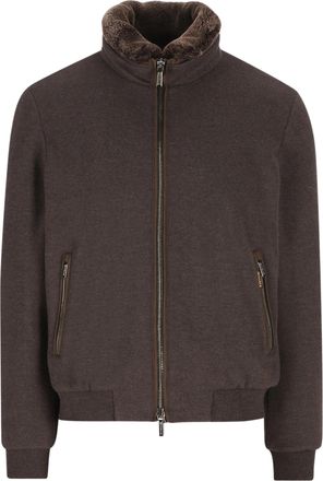 Moorer Plush Lined Zip-Up Jacket with Ribbed Cuffs