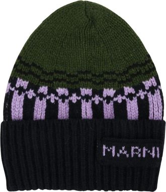 Marni Berretto Jacquard - - Accessories - Uomo - Verde - M