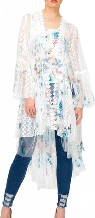 Origami Jewellery Bohemian All Lace Hi Low Cardigan In Teal