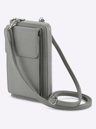 Heine Handytasche HEINE, Damen, Gr. B/H/T: 10,5cm x 18,5cm x 3cm, grau (hellgrau), Polyurethan, unifarben, Taschen Handytasche
