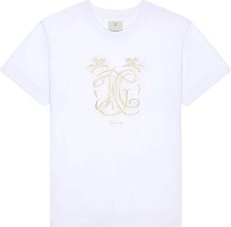 Givenchy Tops, Heren, Wit, L, Katoen, Embroidered Pegasus Logo Tee